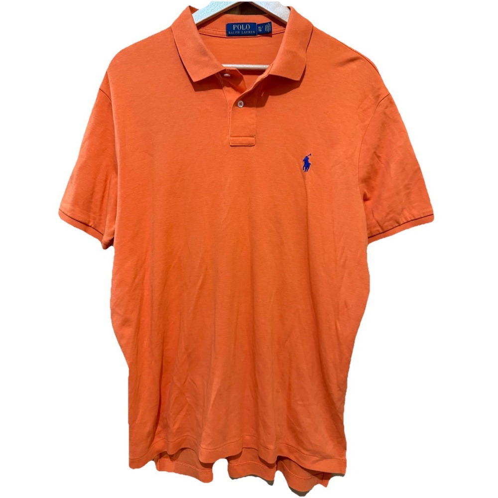 Ralph Lauren Polo Shirt Mens XL Orange Pony Logo Casual Preppy Rugby Cotton